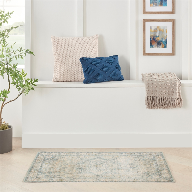 Nourison Home Astra Machine Washable 2' x 4' Light Blue   Area Rug