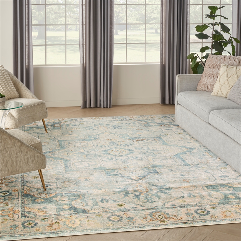 Nourison Home Astra Machine Washable 7' x 9' Light Blue   Area Rug