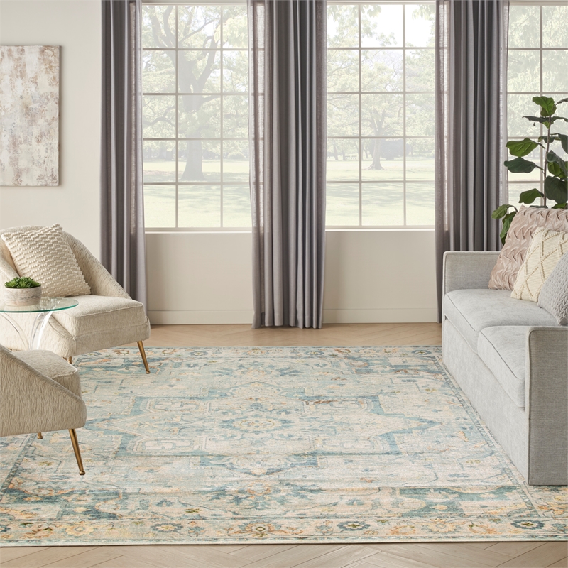 Nourison Home Astra Machine Washable 7' x 9' Light Blue   Area Rug