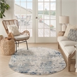 Nourison Concerto 6' x 9' Oval Ivory Gray Blue Fabric Modern Area Rug (9' Oval)
