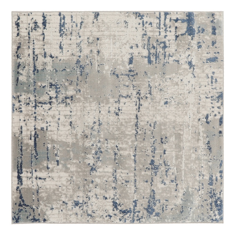 Nourison Concerto 4' x Square Ivory Gray Blue Fabric Modern Area Rug (4' Square)