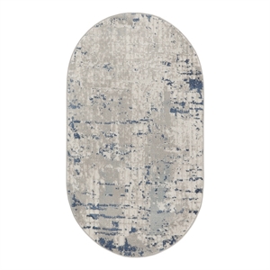 Nourison Concerto 3' x 5' Oval Ivory Gray Blue Fabric Modern Area Rug (5' Oval)
