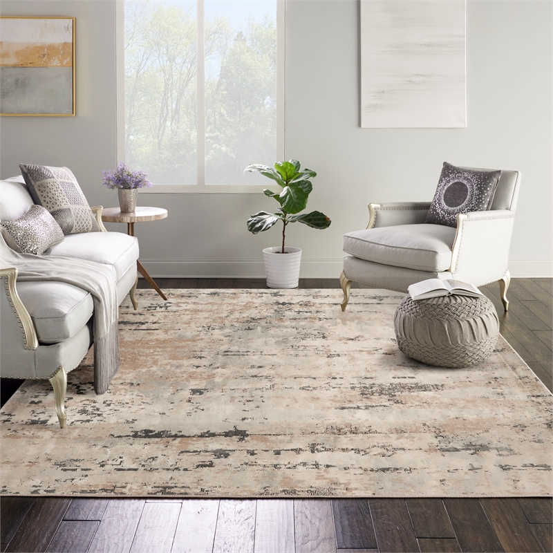 Nourison Concerto 8' x Square Beige Gray Fabric Modern Area Rug (8' Square)