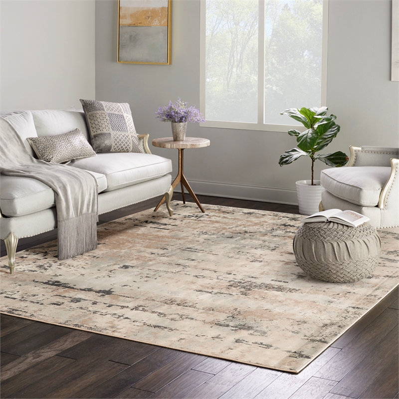 Nourison Concerto 8' x Square Beige Gray Fabric Modern Area Rug (8' Square)