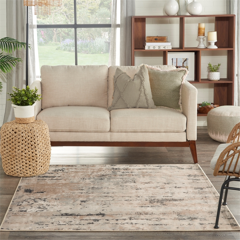 Nourison Concerto 4' x Square Beige Gray Fabric Modern Area Rug (4' Square)