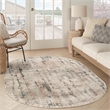 Nourison Concerto 6' x 9' Oval Beige Gray Fabric Modern Area Rug (9' Oval)