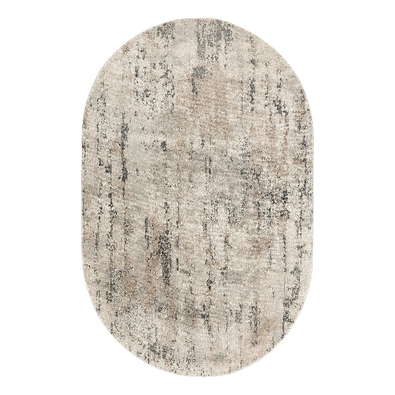 Nourison Concerto 6' x 9' Oval Beige Gray Fabric Modern Area Rug (9' Oval)