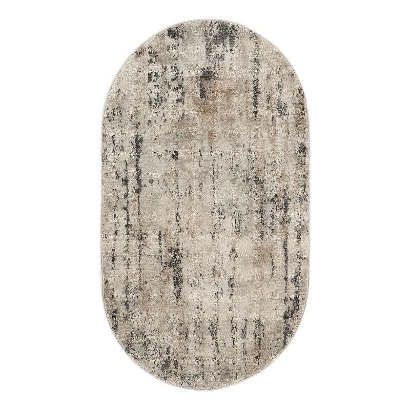 Nourison Concerto 3' x 5' Oval Beige Gray Fabric Modern Area Rug (5' Oval)