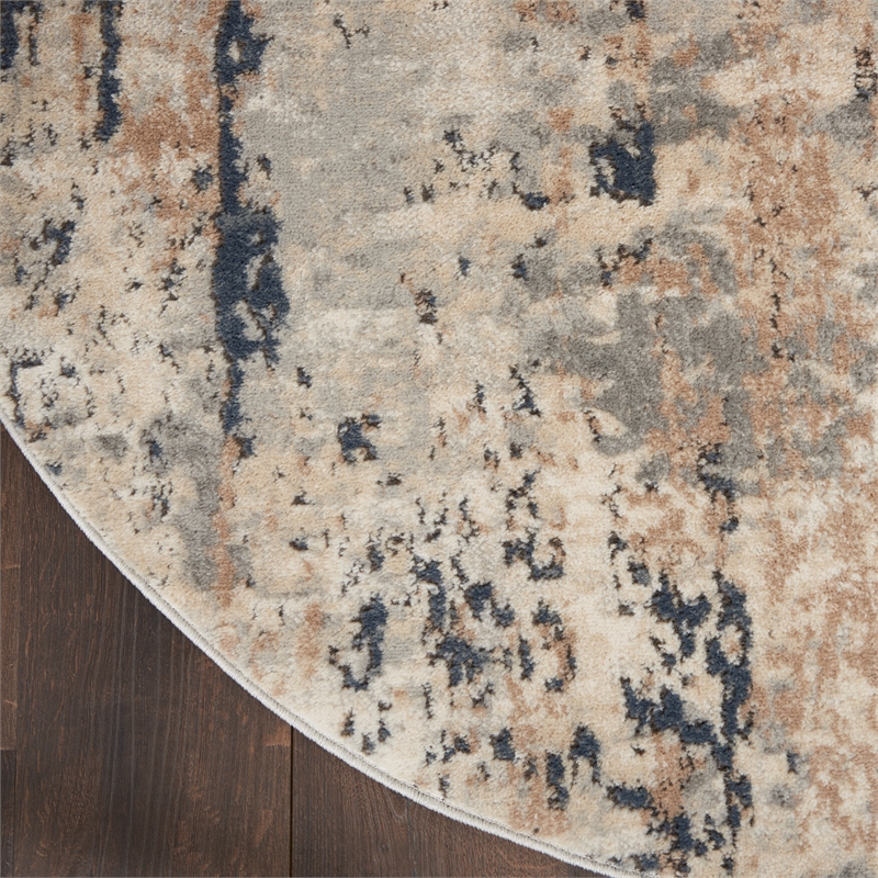 Nourison Concerto 5' x 8' Oval Beige Gray Fabric Modern Area Rug (8' Oval)