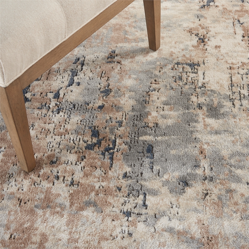 Nourison Concerto 5' x 8' Oval Beige Gray Fabric Modern Area Rug (8' Oval)