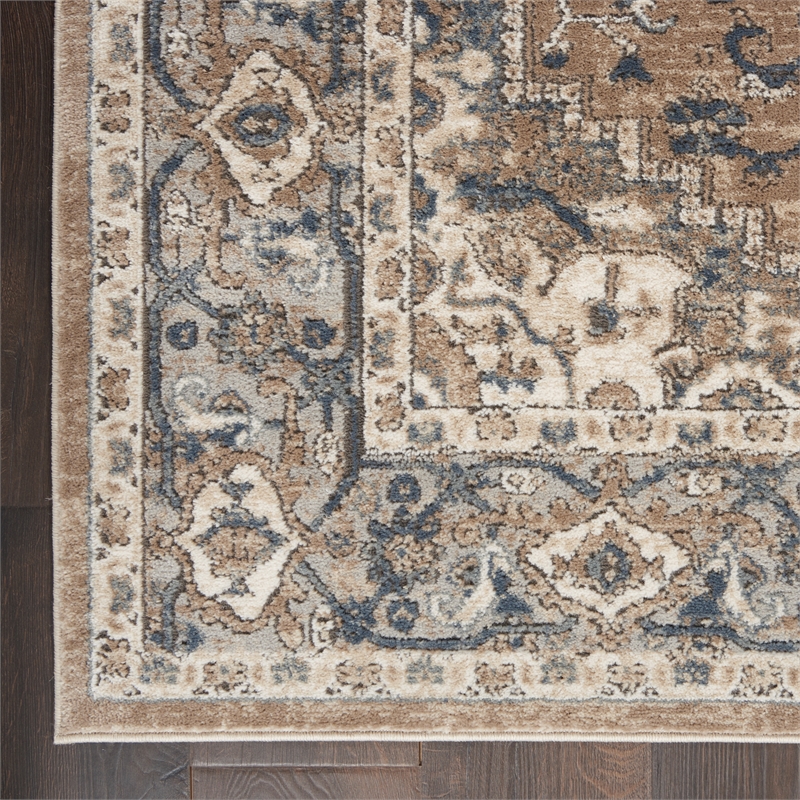 Nourison Concerto 5' x Square Beige Gray Fabric Farmhouse Area Rug (5' Square)