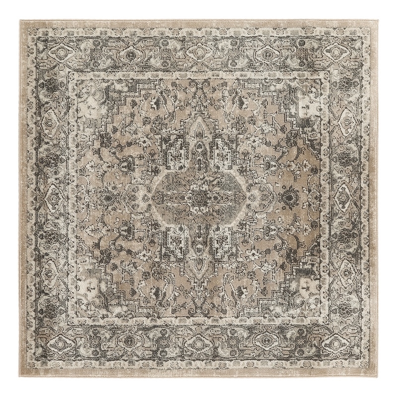 Nourison Concerto 4' x Square Beige Gray Fabric Farmhouse Area Rug (4' Square)