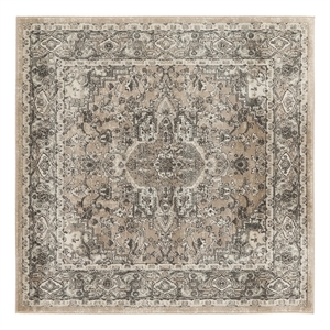 Nourison Concerto 4' x Square Beige Gray Fabric Farmhouse Area Rug (4' Square)
