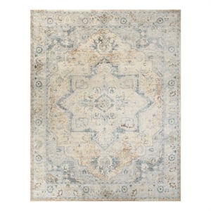 Nourison Home Astra Machine Washable 7' x 9' Beige Blue  Fabric Area Rug