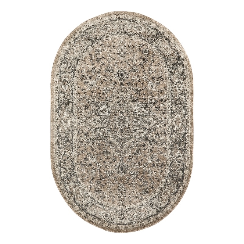 Nourison Concerto 5' x 8' Oval Beige Gray Fabric Farmhouse Area Rug (8' Oval)