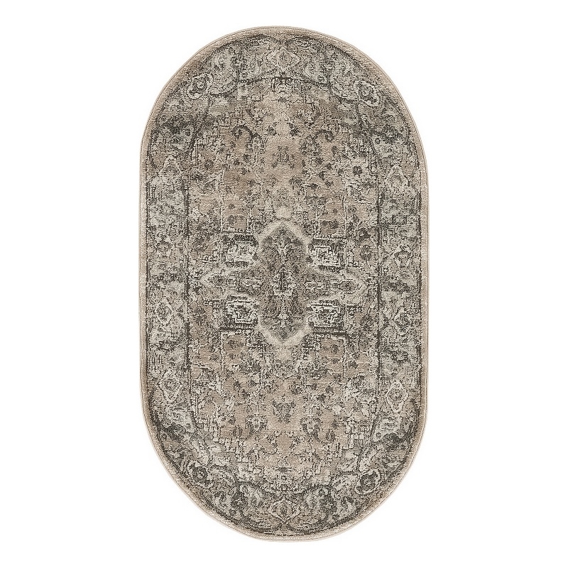 Nourison Concerto 3' x 5' Oval Beige Gray Fabric Farmhouse Area Rug (5' Oval)