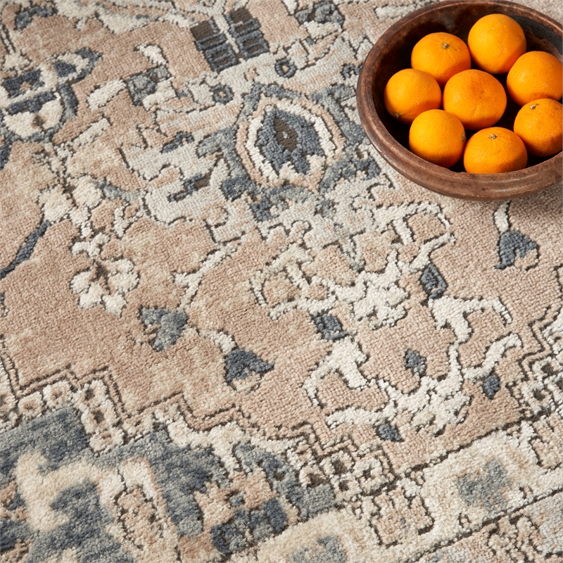 Nourison Concerto 8' x Square Beige Gray Fabric Farmhouse Area Rug (8' Square)