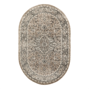 Nourison Concerto 6' x 9' Oval Beige Gray Fabric Farmhouse Area Rug (9' Oval)