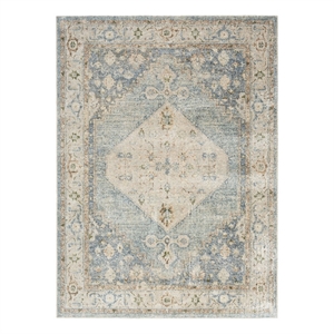 Nourison Home Astra Machine Washable 7' x 9' Silver Blue Fabric Area Rug