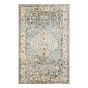 Nourison Home Astra Machine Washable 3' x 5' Silver Blue Fabric Area Rug