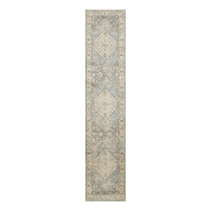 Nourison Home Astra Machine Washable 10' Runner Silver Blue Fabric Area Rug