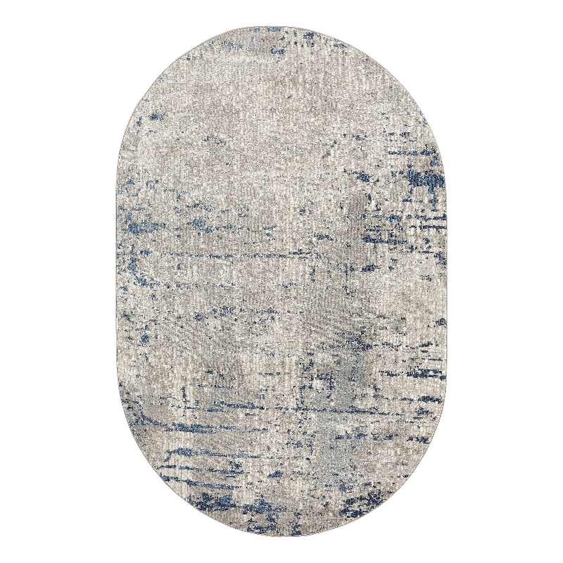 Nourison Concerto 5' x 8' Oval Ivory Gray Blue Fabric Modern Area Rug (8' Oval)