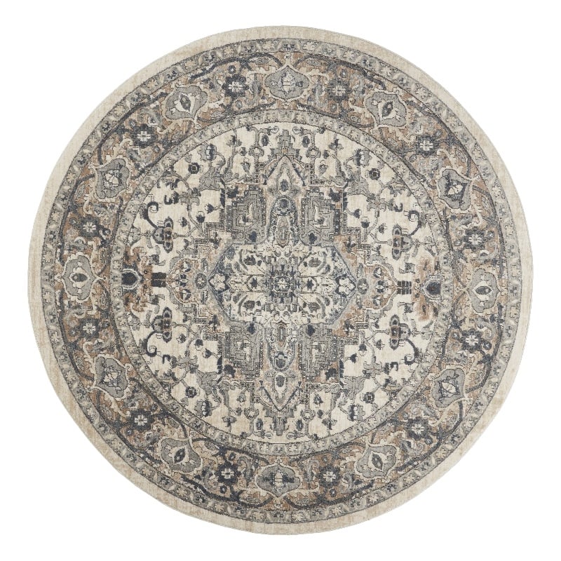 Nourison Concerto 10' x Round Ivory Gray Fabric Farmhouse Area Rug (10' Round)