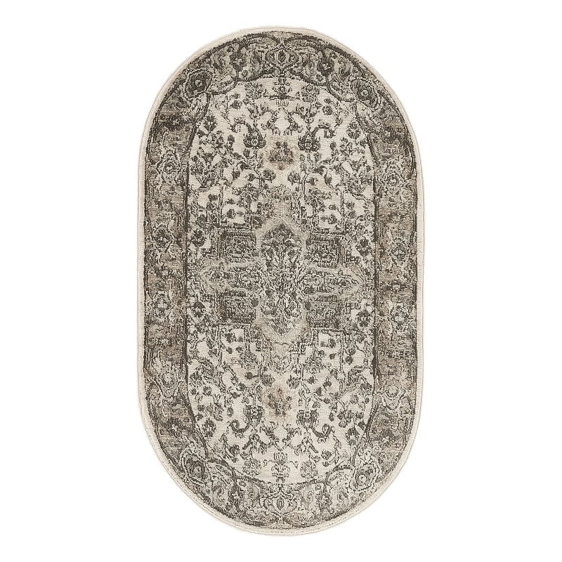 Nourison Concerto 3' x 5' Oval Ivory Gray Fabric Farmhouse Area Rug (5' Oval)