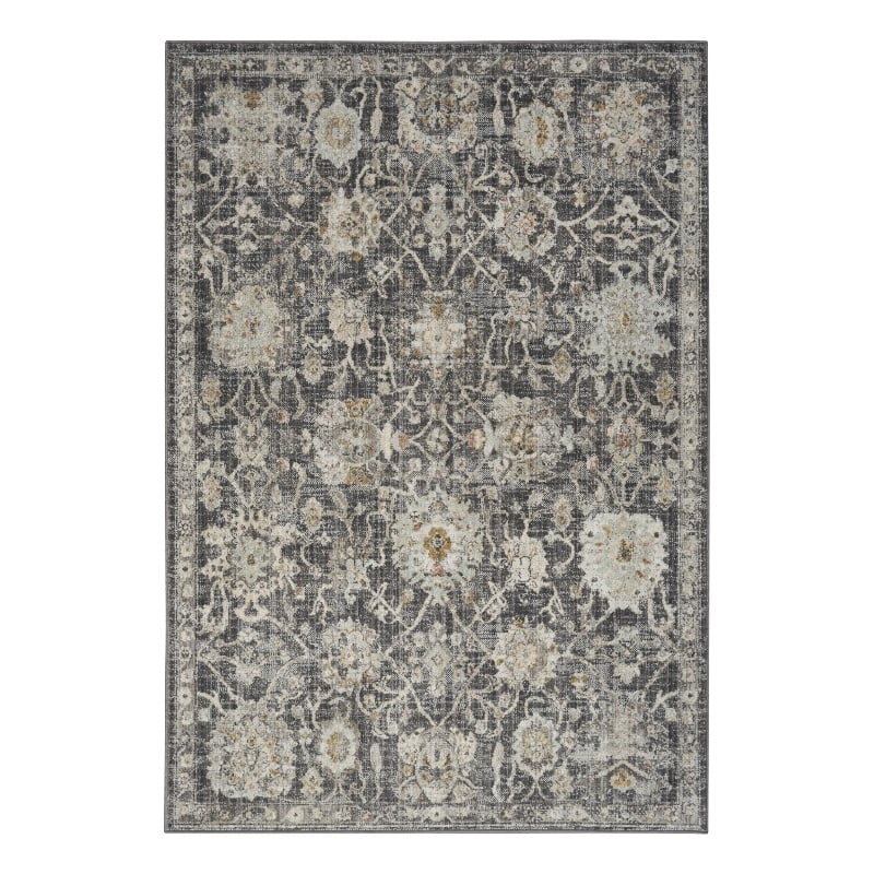 Nourison Oushak Home 6' x 7' Charcoal Vintage Fabric Indoor Rug