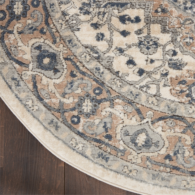Nourison Concerto 5' x 8' Oval Ivory Gray Fabric Farmhouse Area Rug (8' Oval)