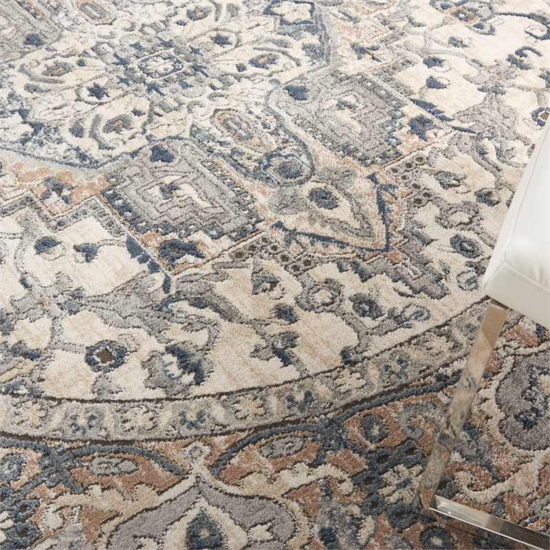 Nourison Concerto 5' x 8' Oval Ivory Gray Fabric Farmhouse Area Rug (8' Oval)