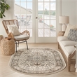 Nourison Concerto 5' x 8' Oval Ivory Gray Fabric Farmhouse Area Rug (8' Oval)