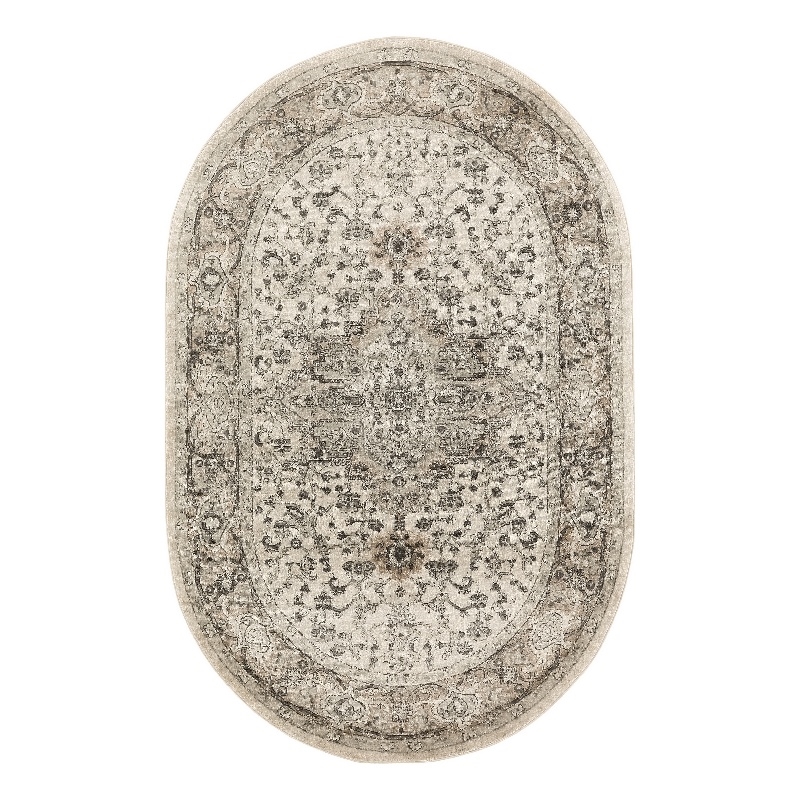 Nourison Concerto 5' x 8' Oval Ivory Gray Fabric Farmhouse Area Rug (8' Oval)