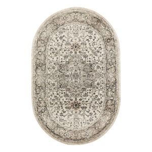 Nourison Concerto 5' x 8' Oval Ivory Gray Fabric Farmhouse Area Rug (8' Oval)