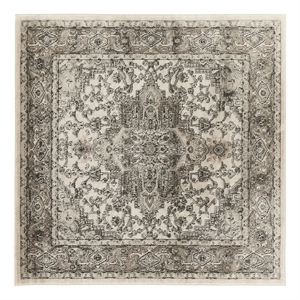Nourison Concerto 5' x Square Ivory Gray Fabric Farmhouse Area Rug (5' Square)