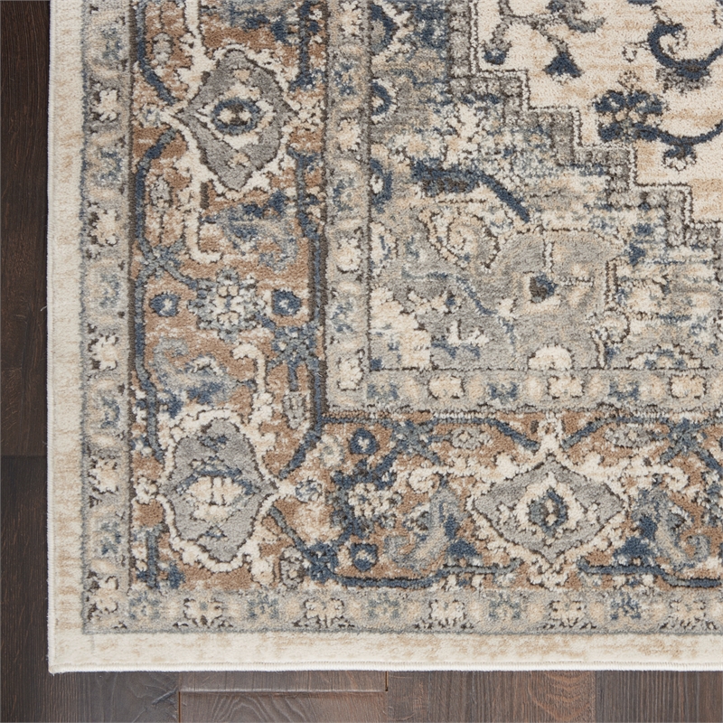 Nourison Concerto 8' x Square Ivory Gray Fabric Farmhouse Area Rug (8' Square)