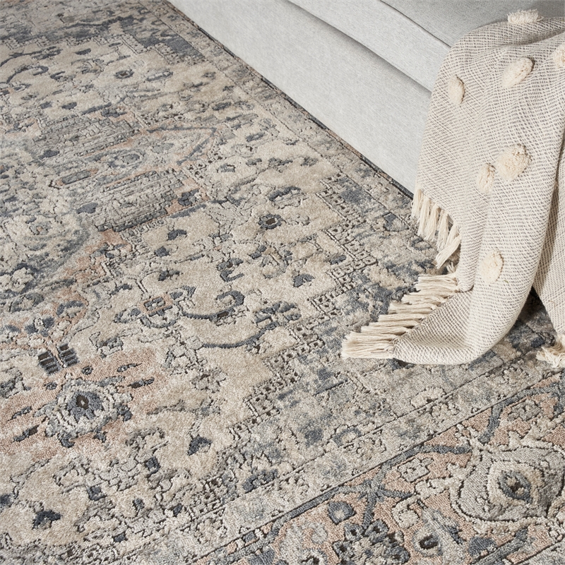 Nourison Concerto 8' x Square Ivory Gray Fabric Farmhouse Area Rug (8' Square)