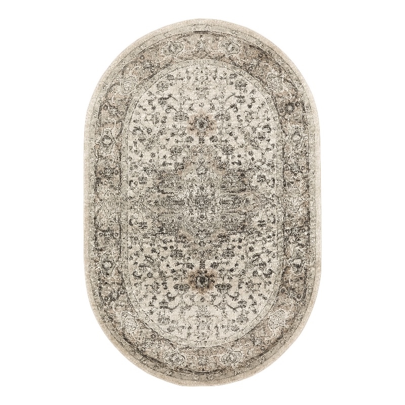 Nourison Concerto 6' x 9' Oval Ivory Gray Fabric Farmhouse Area Rug (9' Oval)