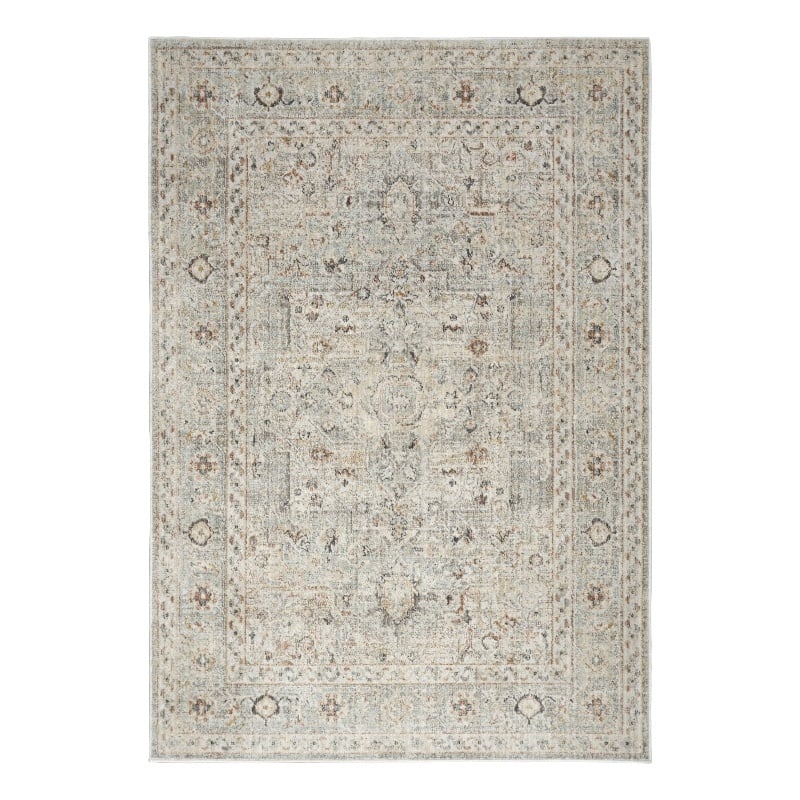 Nourison Oushak Home 6' x 7' Light Gray Vintage Fabric Indoor Rug