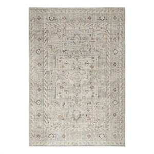 Nourison Oushak Home 6' x 7' Light Gray Vintage Fabric Indoor Rug