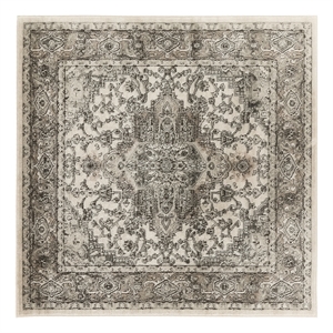 Nourison Concerto 4' x Square Ivory Gray Fabric Farmhouse Area Rug (4' Square)