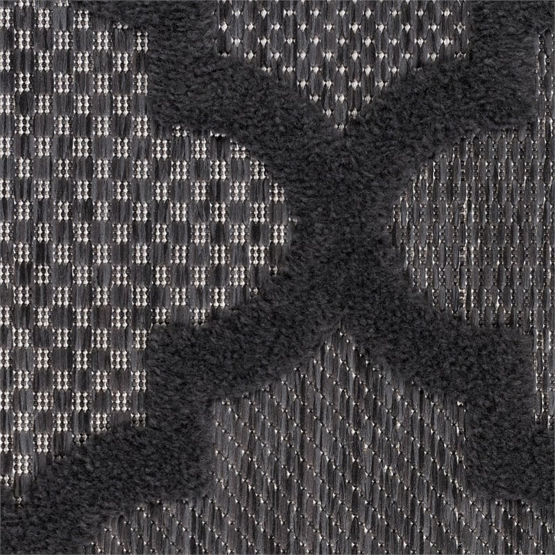 Nourison Easy Care 8' x Round Charcoal Black Fabric Modern Area Rug (8' Round)