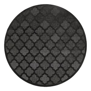 Nourison Easy Care 8' x Round Charcoal Black Fabric Modern Area Rug (8' Round)