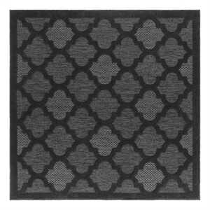 Nourison Easy Care 5' x Square Charcoal Black Fabric Modern Area Rug (5' Square)