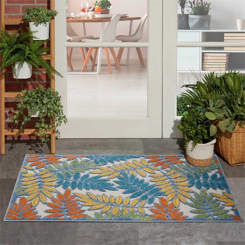 Nourison Aloha 3' x 5' Multicolor Fabric Tropical Area Rug (3' x 5')