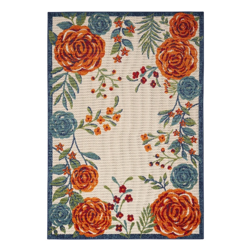 Nourison Aloha 6' x 9' Ivory Multicolor Fabric Outdoor Area Rug (6' x 9')