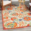Nourison Aloha 5' x 8' Red Multicolor Fabric Farmhouse Area Rug (5' x 8')