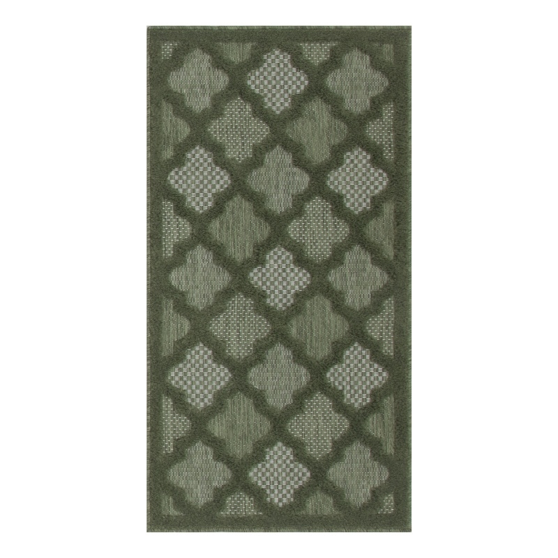 Nourison Easy Care 2' x 4' Green Fabric Modern Area Rug (2' x 4')