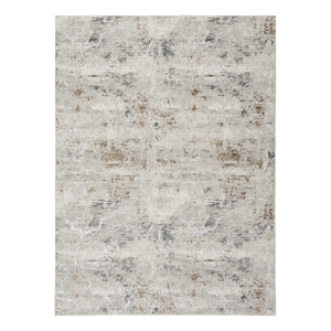 Nourison Glam 94x118&quot Rectangle Fabric Area Rug in Multi-Color Gray