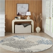 Nourison Pompeii 8' x Round Ivory Gray Blue Fabric Nautical & Beach Area Rug